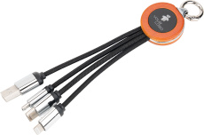 4-in-1 cable with elighted logo in a wooden casing
