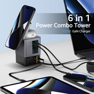 Logo trade promotional product photo of: Urban Vitamin Sacramento 105W GAN charger+retractable cables