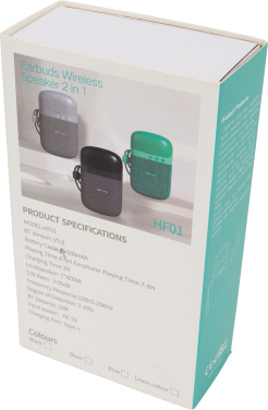 Logo trade advertising product photo of: Bluetooth Speaker HF01 with Built-in Earbuds 2 in 1