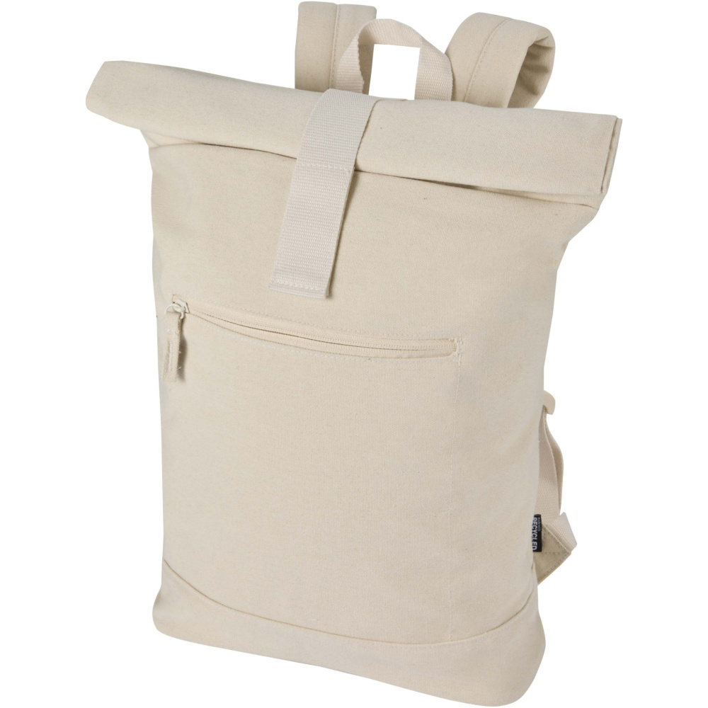 Logo trade business gifts image of: Recanvas 14” GRS recycled rolltop backpack 16L