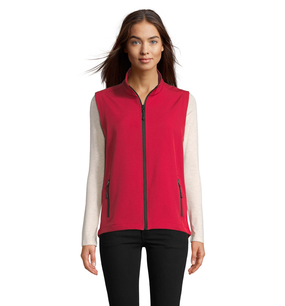 Logo trade promotional items image of: RACE BW WOMENSOFTSHELL