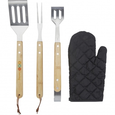 Logotrade firmakingi foto: Gril 3-osaline BBQ tööriistade komplekt ja kinnas 