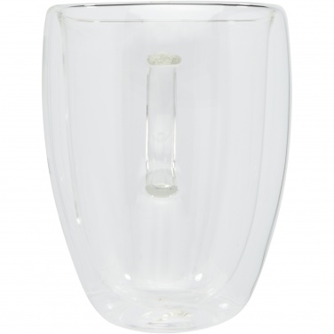 Logotrade firmakingi foto: Manti 2-osaline 350 ml topeltseinaga klaasist tass bambusest alusega 