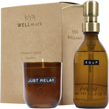 Logotrade firmakingitused pilt: Wellmark Discovery 200 ml käteseebi dosaator ja 150 g lõhnaküünla komplekt - bambuse lõhn