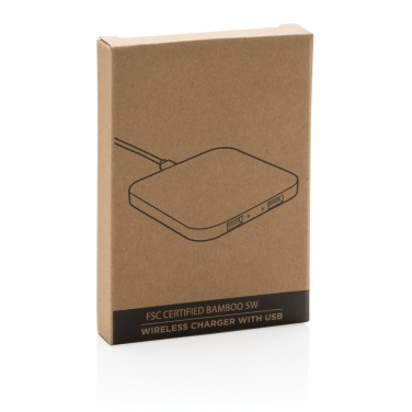 Logotrade firmakingitused pilt: Bambusest 5W juhtmevaba laadija USB-ga