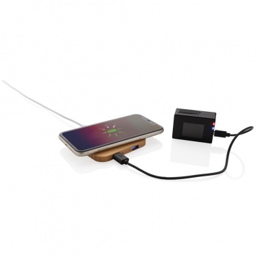 Logotrade firmakingid pilt: Bambusest 10 W juhtmevaba laadija USB-ga