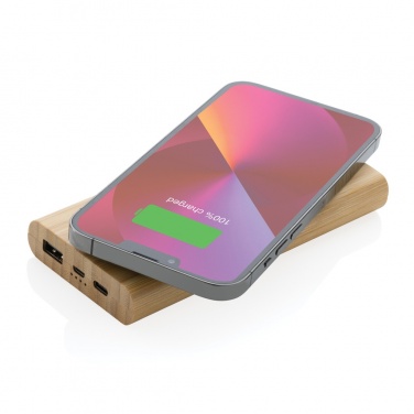 Logo trade reklaamkingi pilt: Bambusest 8000 mAh 5W juhtmevaba akupank