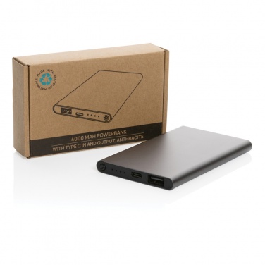 Logo trade ärikingituse pilt: RCS-i taaskasutatud plastist/alumiiniumist 4000 mah C-tüüpi akupank