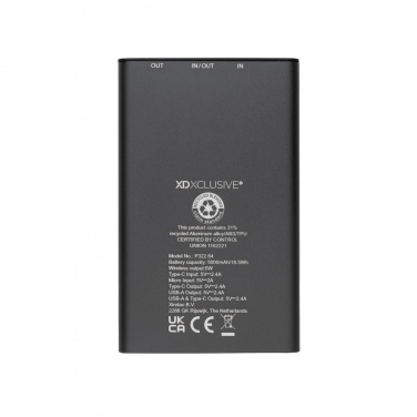 Logo trade reklaamtoote pilt: Terra RCS taaskasutatud alumiiniumist 5000 mAh akupank 5W juhtmevaba