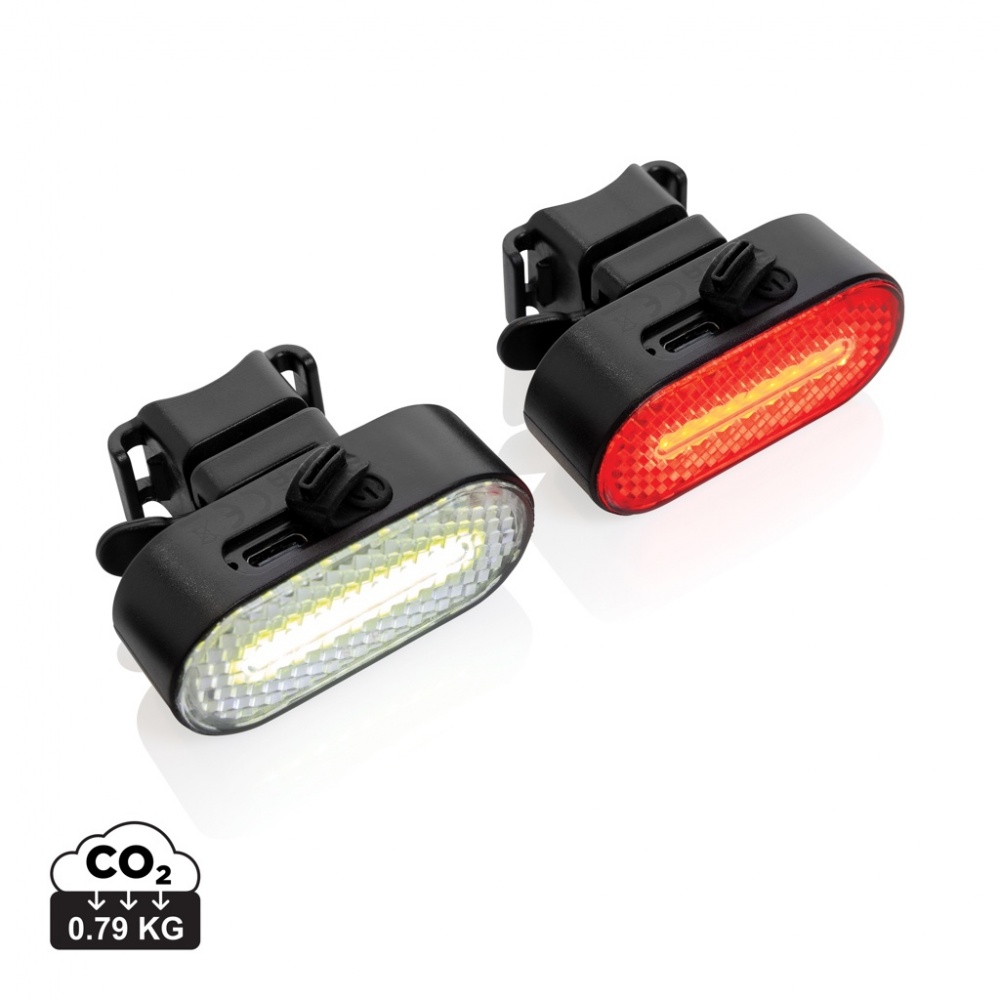 Logotrade firmakingid pilt: Lumino RCS taaskasutatud plastikust USB-taaslaetav rattatulede komplekt