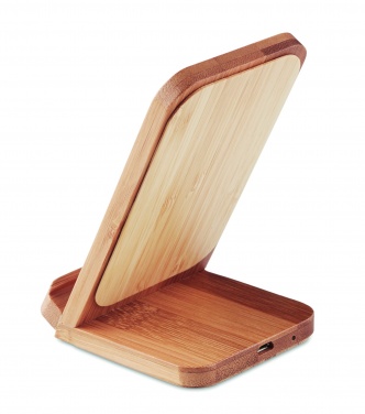 Logo trade firmakingi pilt: Bambusest juhtmevaba laadimisalus 5W WIRESTAND