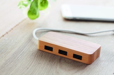 Logo trade ärikingituse pilt: Bambusest USB 3 pordiga jaotur