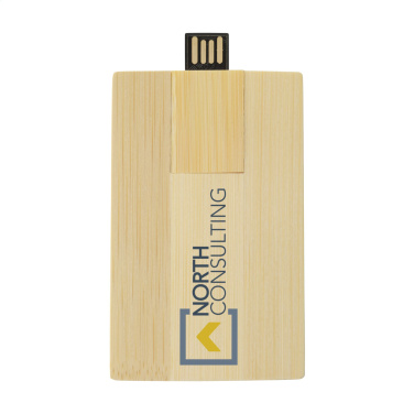 Logotrade meene foto: Krediitkaardikujuline mälupulk bambusest 64 GB