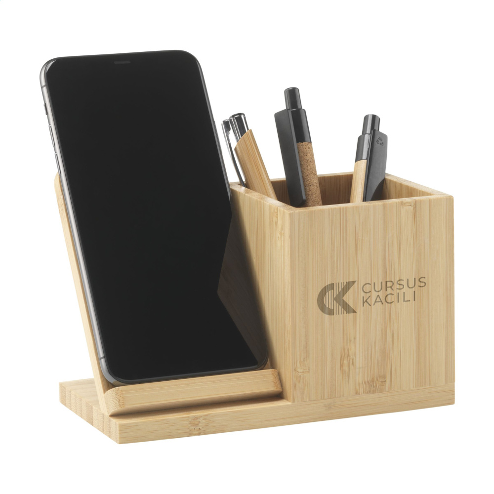 Logo trade firmakingituse pilt: Bamboo Boss 15W laadija/pliiatsihoidja
