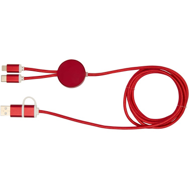 Logo trade firmakingituse pilt: Punane Alasia 5-in-1 taaskasutatud alumiiniumist ja plastikust 150 cm kiirlaadimiskaabel