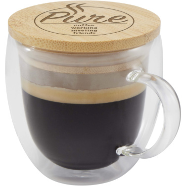Logotrade ärikingid pilt: Lenora 250 ml klaasist tass bambusest kaanega