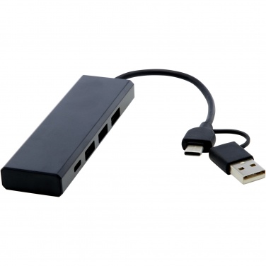 Logo trade mainostuotet tuotekuva: Rise RCS-kierrätetystä alumiinista valmistettu USB 2.0 -keskitin