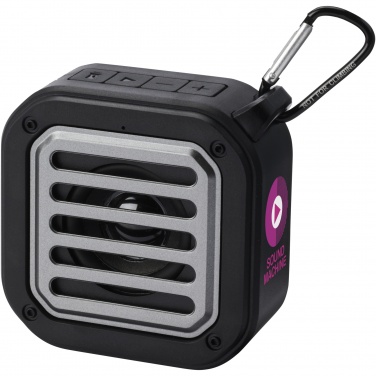 Logotrade mainostuotet kuva: Solo 3 W:n IPX5 RCS -kierrätetystä muovista valmistettu, aurinkoenergialla toimiva Bluetooth®-kaiutin jousihaalla 