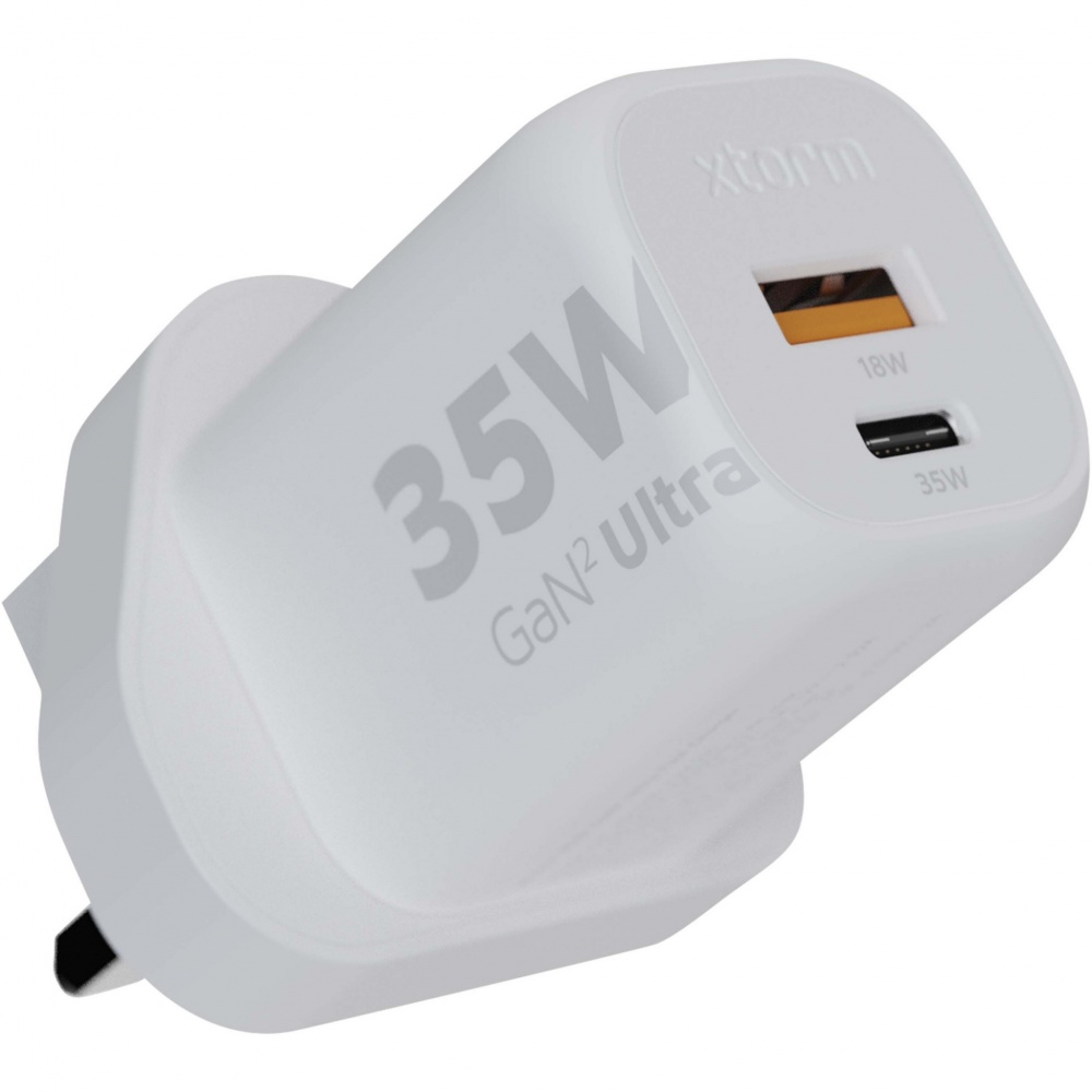 Logotrade mainostuote tuotekuva: Xtorm XEC035 GaN² Ultra 35 W seinälaturi – Iso-Britannian pistoke