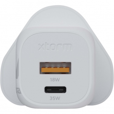 Logo trade mainoslahja ja liikelahja tuotekuva: Xtorm XEC035 GaN² Ultra 35 W seinälaturi – Iso-Britannian pistoke