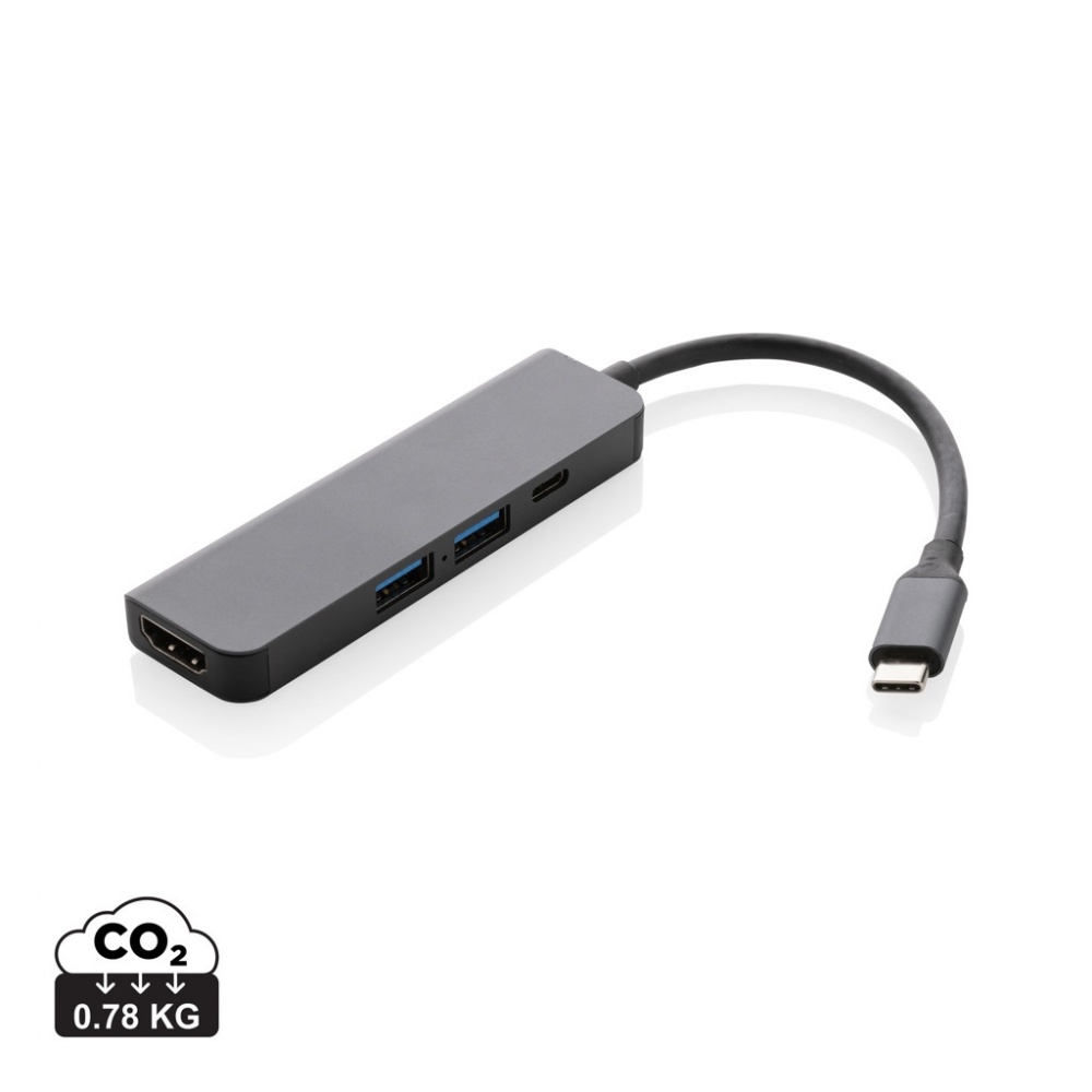 Logotrade mainoslahjat kuva: Terra hub HDMI tulolla kierrätetystä alumiinista
