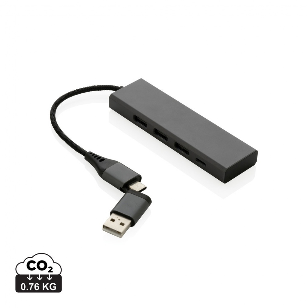 Logotrade mainoslahjat ja liikelahjat tuotekuva: Terra RCS alumiininen USB-hub 3 portilla