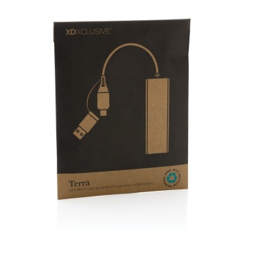 Logotrade mainostuote tuotekuva: Terra RCS alumiininen USB-hub 3 portilla