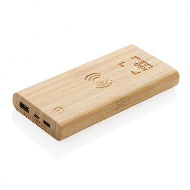 Logo trade mainoslahjat ja liikelahjat kuva: 8000 mAh varavirtalähde bambusta