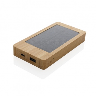 Logo trade liikelahja kuva: Sunwick 10.000 mAh bambuinen aurinkovoimapankki