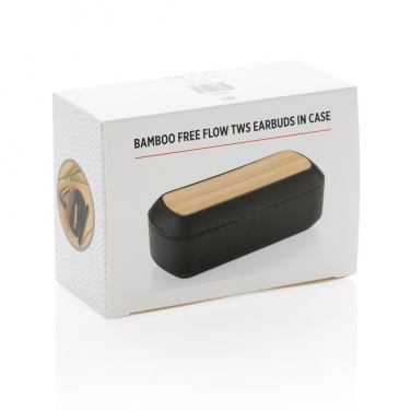 Logotrade mainostuote tuotekuva: Bambuiset free flow -kuulokkeet kotelossa