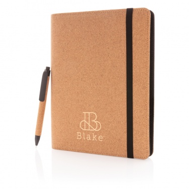 Logo trade mainoslahja kuva: Deluxe korkki portfolio A5 kynällä