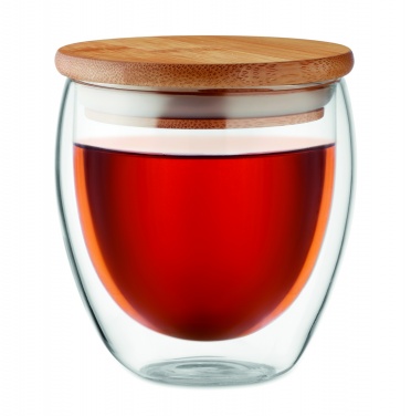 Logotrade mainoslahja tuotekuva: Bambu borosilikaattilasi 250ml Hamburg