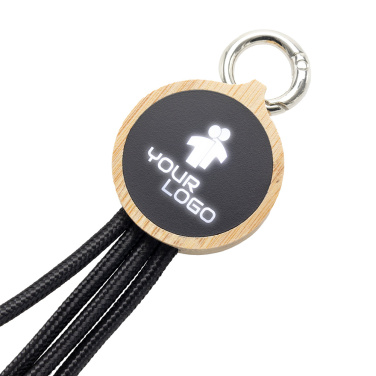 Logo trade liikelahjat mainoslahjat kuva: 4-in-1-kaapeli, jossa on valaistu logo puukotelossa, LH-ZMU05
