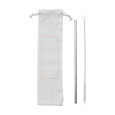 Logotrade mainostuote tuotekuva: Uudelleenkäytettävä 1 kpl ECO Straw Set ruostumattomasta teräksestä valmistettu olki