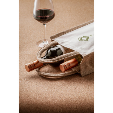 Logo trade liikelahja mainoslahja tuotekuva: Juuttikangas Double Wine Bag