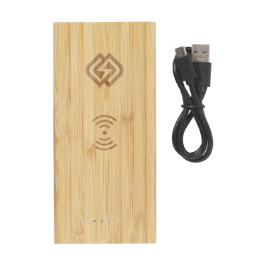 Logo trade mainoslahja ja liikelahja tuotekuva: Bamboo 8000 Wireless Powerbank langaton laturi