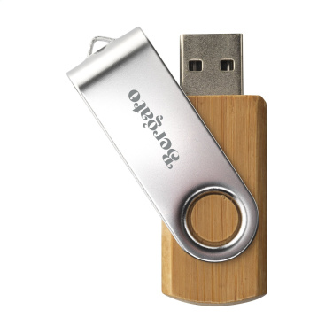 Logo trade liikelahja mainoslahja tuotekuva: USB Twist Bamboo 8GB