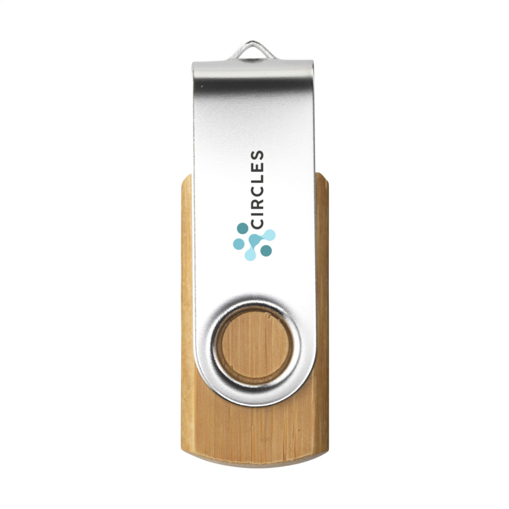 Logo trade mainoslahja kuva: USB Twist Bamboo varastossa 8 Gt