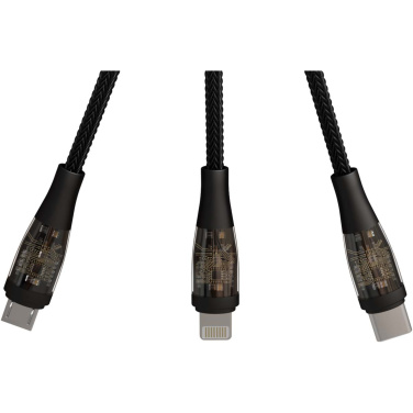 Logotrade liikelahja tuotekuva: SCX.design C50 100 W:n / 5 A:n pikalataava 5-in-1-kaapeli digitaalisella näytöllä