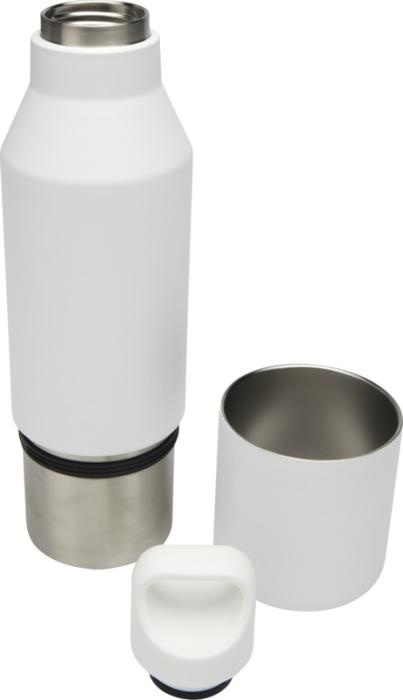 Logo trade liikelahja kuva: Odessy 600 ml:n RCS-sertifioitu kierrätetystä ruostumattomasta teräksestä tehty termospullo 300 ml:n kupilla
