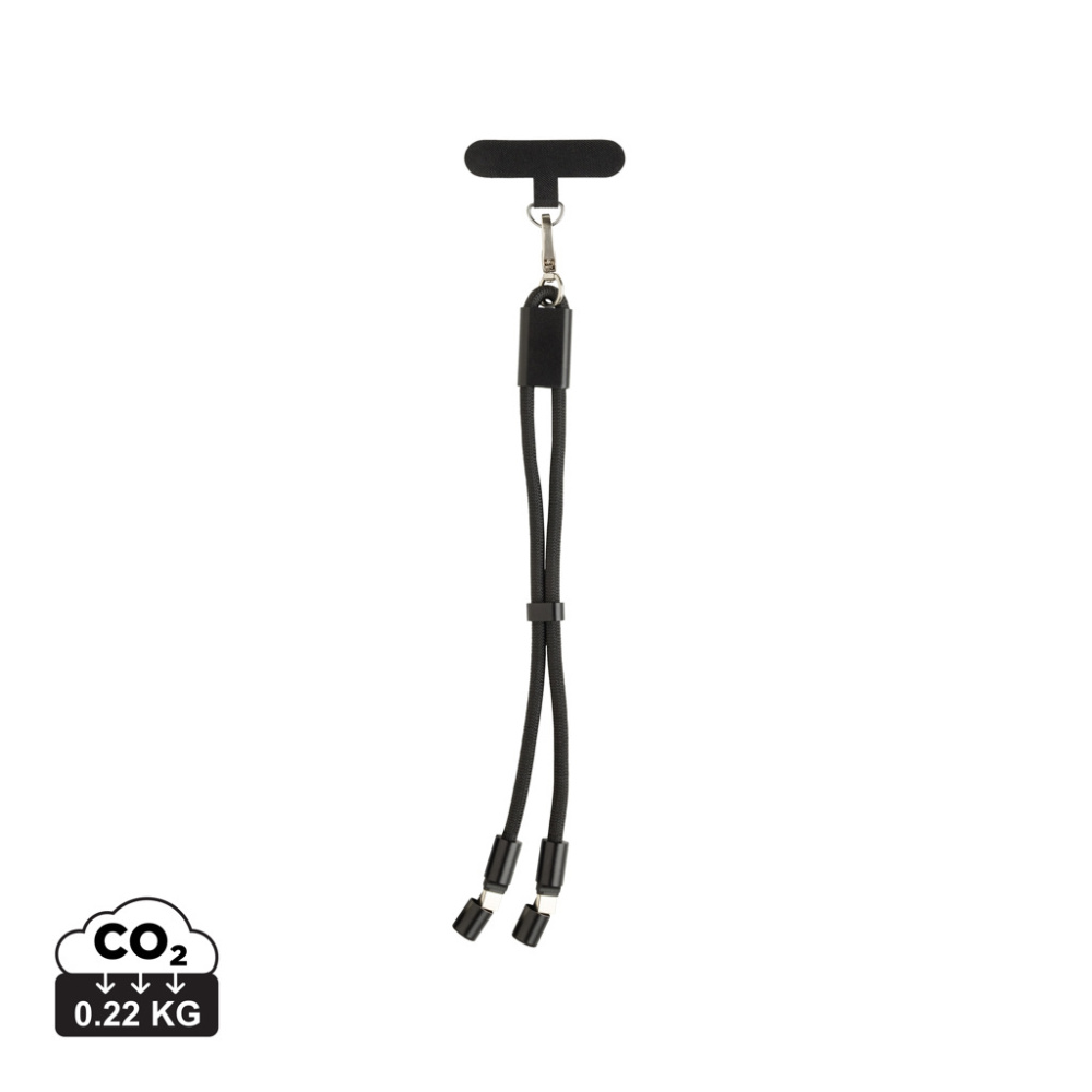 Logotrade mainostuote tuotekuva: LoopAmp RCS RPET - puhelinrannehihna 60 W:n kaapelilla