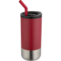 „Grayson“ 480 ml RCS perdirbtos medžiagos termo stiklinė su šiaudeliu, Raudona