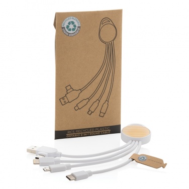 Logotrade korporatīvās dāvanas foto: RCS pārstrādāta plastmasas Ontario 6-in-1 apaļais kabelis