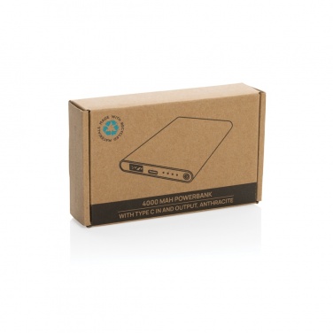 Logotrade Ideja dāvanas foto: RCS otrreizēji pārstrādāta plastmasas/alumīnija 4000 mah jaudas banka ar C tipu