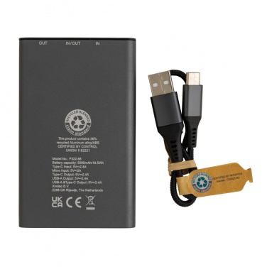 Logotrade korporatīvās dāvanas foto: Terra RCS pārstrādāta alumīnija barošanas akumulators 5000 mAh