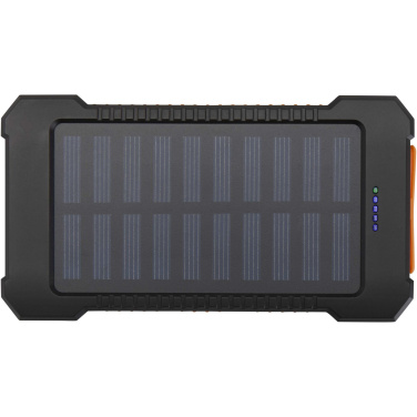 Logotrade korporatīvās dāvanas foto: Altair 5000 mAh 10 W pārstrādātas plastmasas izturīga saules enerģijas pārnēsājamā baterija ar iebūvētu lukturīti