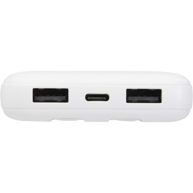 Logotrade dāvanas foto: Adhil 10.000 mAh 10W pārstrādātas plastmasas pārnēsājamais akumulators ar 2 iebūvētiem kabeļiem