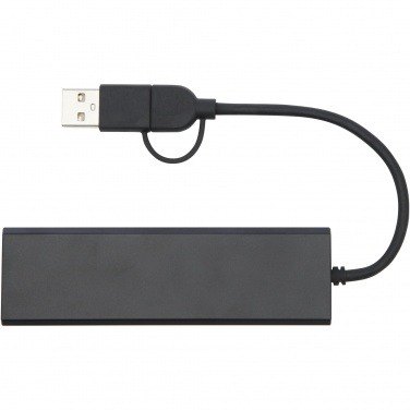 Логотрейд pекламные подарки картинка: Концентратор USB 2.0 Rise из переработанного алюминия, сертифицированного по стандарту RCS
