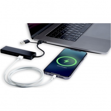 Логотрейд pекламные cувениры картинка: Концентратор USB 2.0 Rise из переработанного алюминия, сертифицированного по стандарту RCS