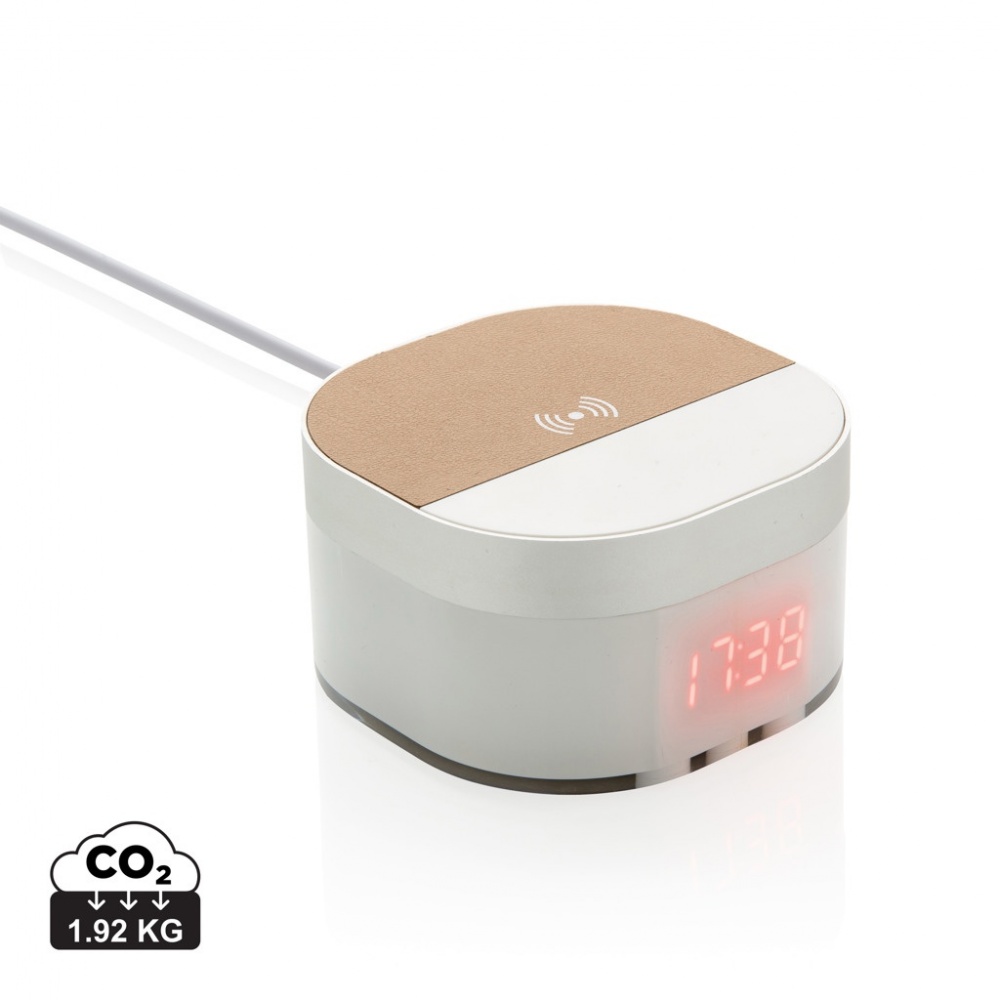Логотрейд pекламные подарки картинка: Беспроводные цифровые часы Aria 5W с зарядкой